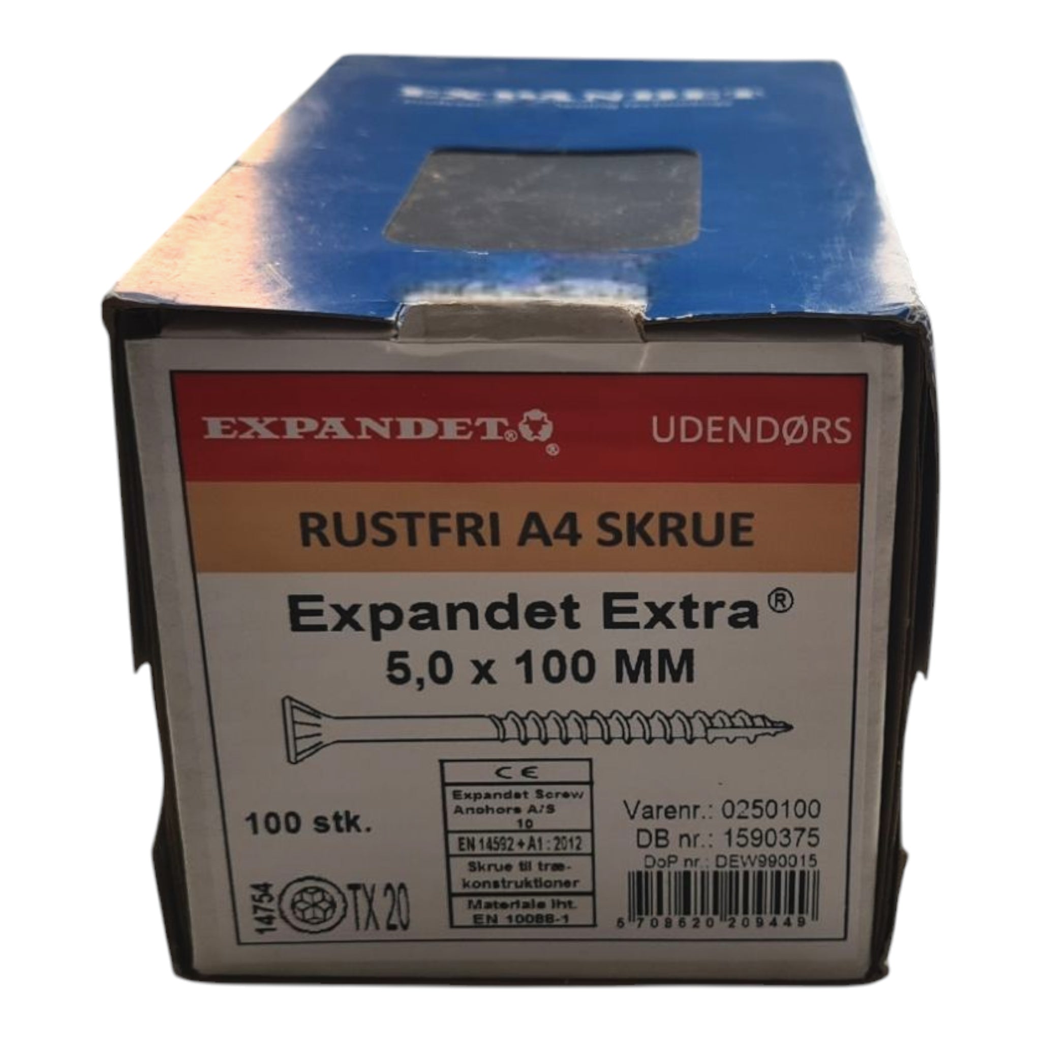 Rustfri A4 syrefast skrue 4,0x60 mm.