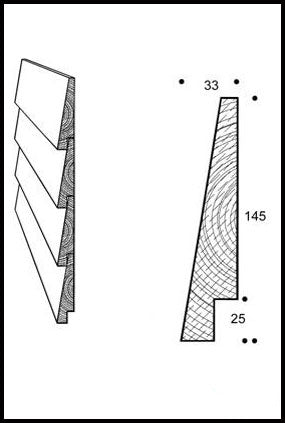 Klinkbeklædning i lærketræ 33 * 150